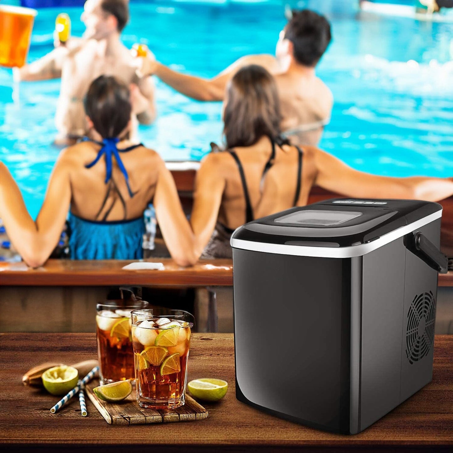 Compact Cube Ice Maker Doba Black 