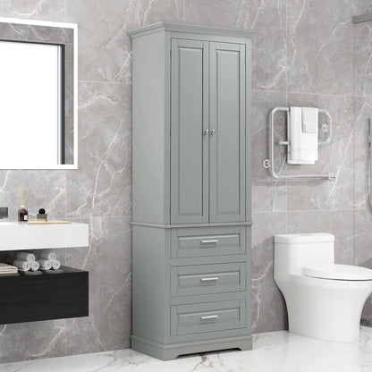 Tall Storage Cabinet with Three Drawers for Bathroom/Office, Grey Doba as Pic 