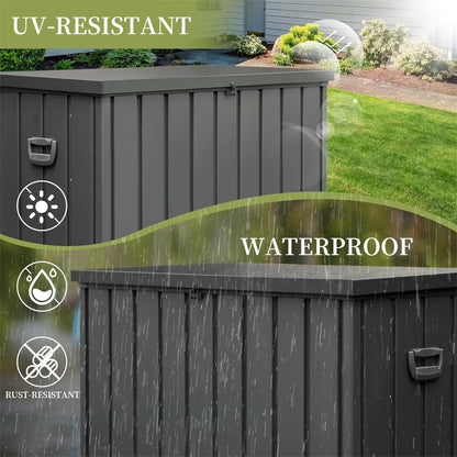 200 Gallon Outdoor Storage Deck Box Waterproof, Lockable (Dark Gray)