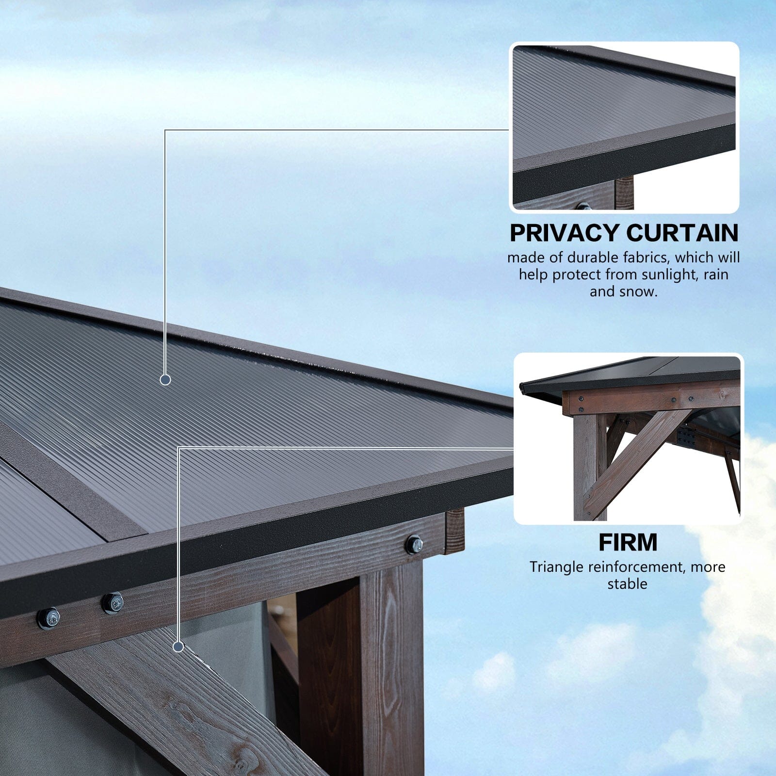 10x13FT Gazebos-Double Roof Sunshade (Wooden Legs) Doba 