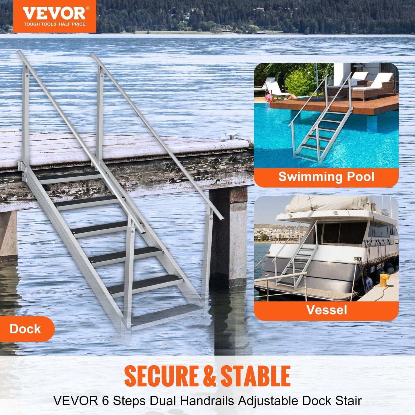 VEVOR Dock Ladder, Adjustable Height Doba 