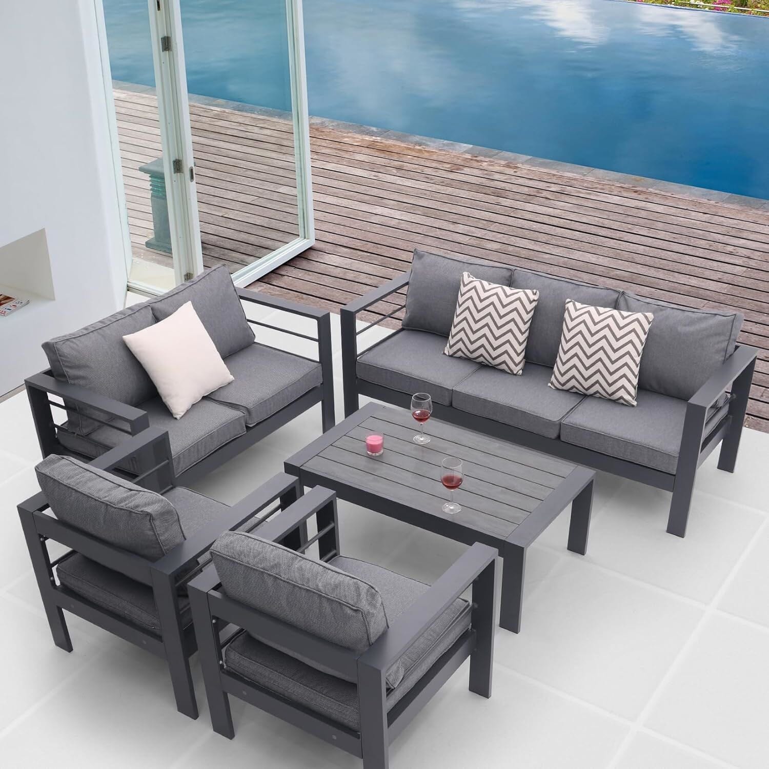 5-piece Aluminum Outdoor Patio Conversation Set Doba 