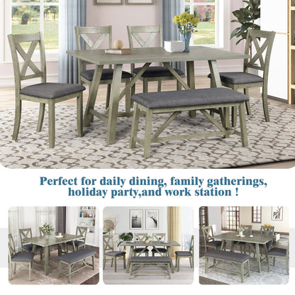 6 Piece Wood Dining Table Set