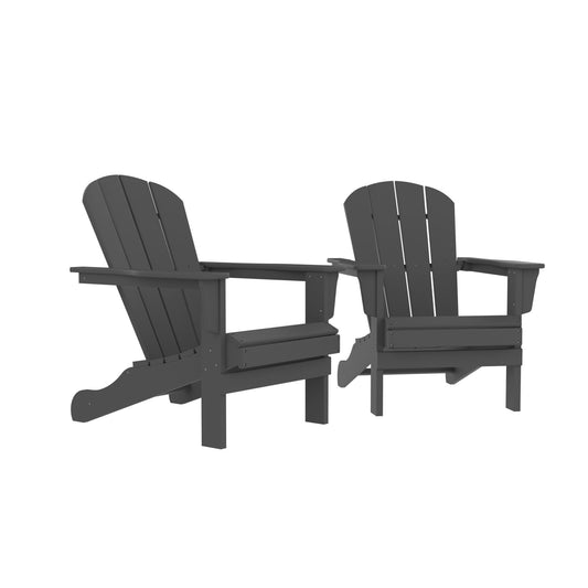 Weather Resistant Adirondack Chairs , Gray, Set of 2