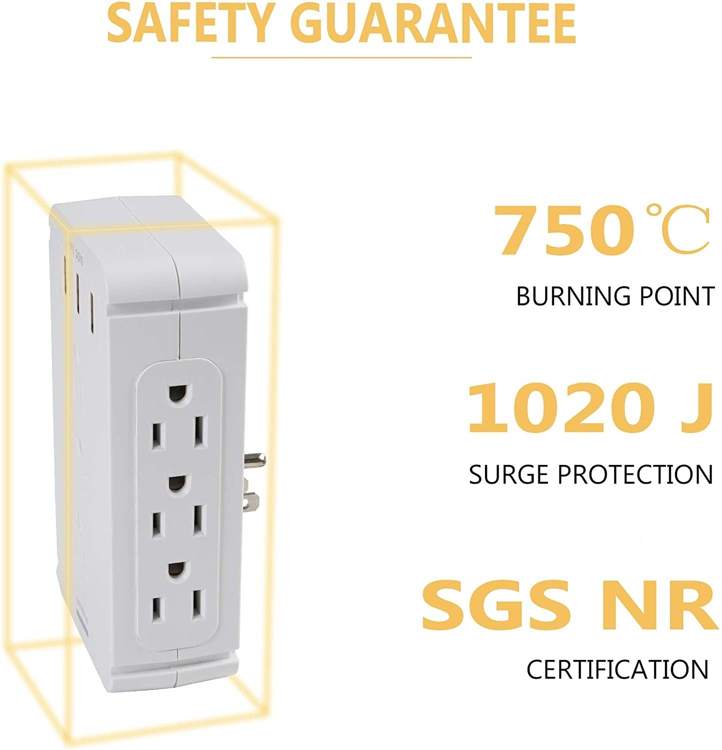 Bosonshop Wall Outlet Extender-2 Pack Surge Protector Multifunctional Outlet