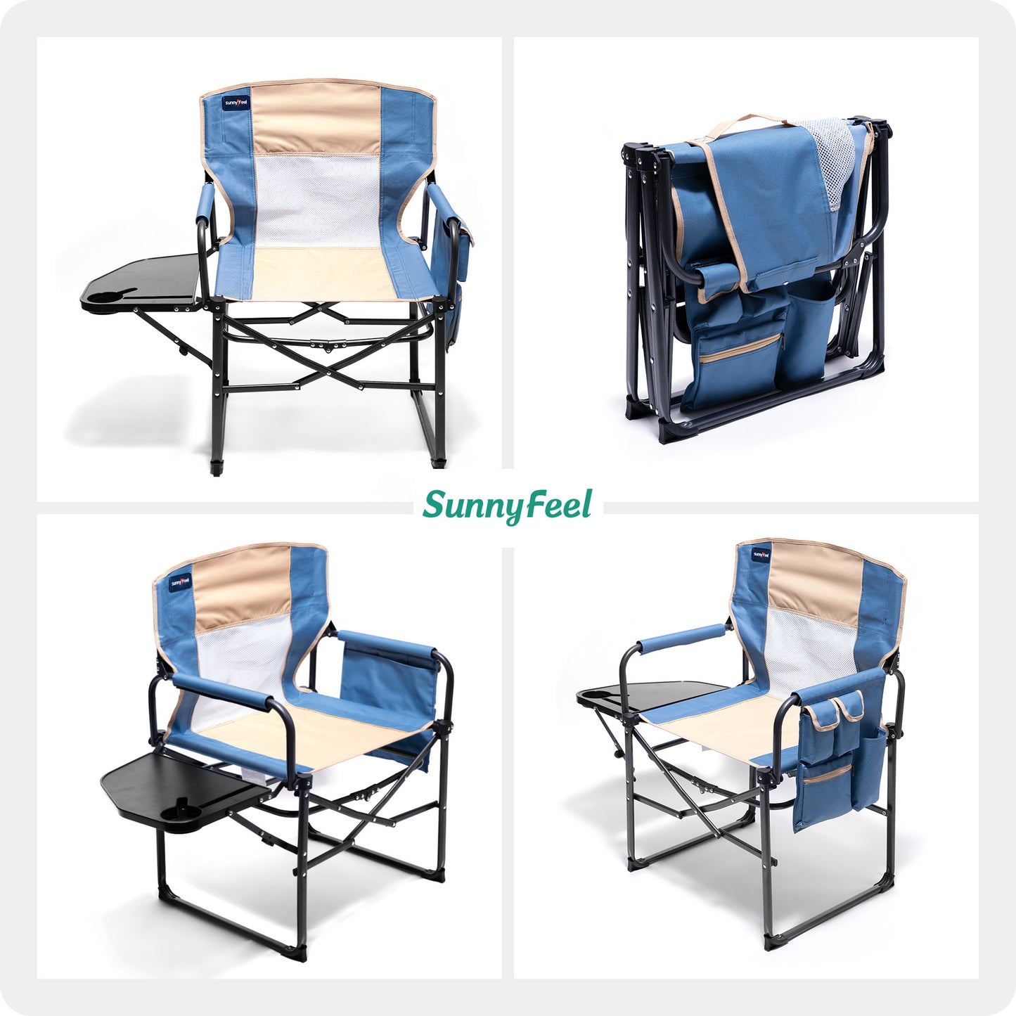 Camping Directors Chair, Heavy Duty,Oversized Portable Folding Chair with Side Table