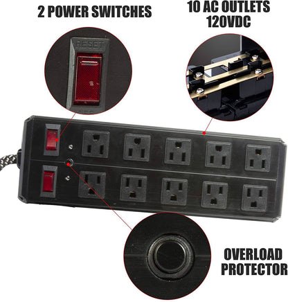 Surge Protector Power Strip with Outlets  Ports 6-Foot Cord for Home, Office -Black