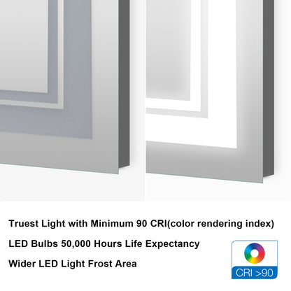 LED Bathroom Mirror Wall Mounted Vanity Mirror Anti-Fog Mirror Dimmable Lights with Touch Switch(Horizontal/Vertical)