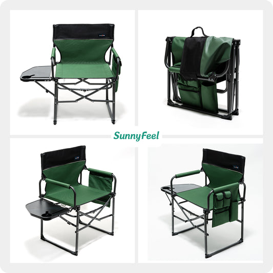 Camping Directors Chair, Heavy Duty,Oversized Portable Folding Chair with Side Table