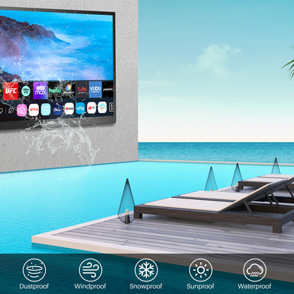 Sylvox 43 inch Outdoor TV;  700 Nits 4K QLED Smart TV for Partial Sun;  IP55 Waterproof Outdoor Smart TV with webOS 5.0 Alexa (Deck Pro QLED Series)