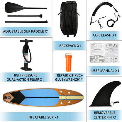 Inflatable Paddle Boards with Surf Board Accessories & Carry Bag Bottom Fin Paddling Surf Control;  Non-Slip Deck