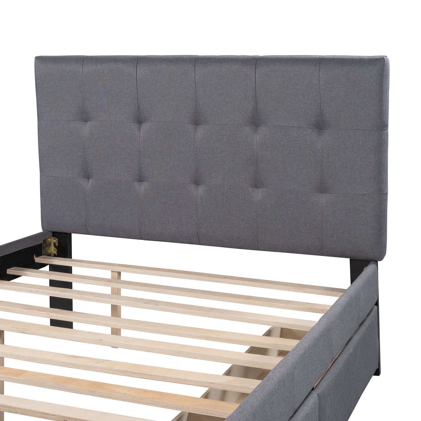 Linen Upholstered Platform Bed With Headboard and Two Drawers, Full(Old SKU: SM000505AAE)
