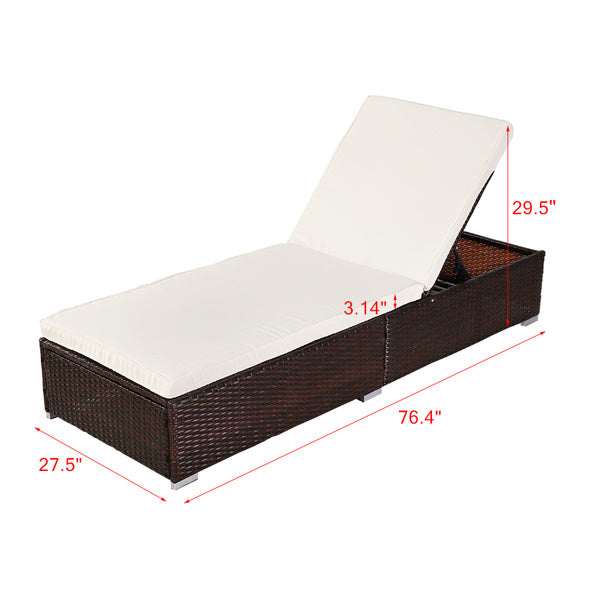 Outdoor Leisure Rattan Bed / Chaise - Brown